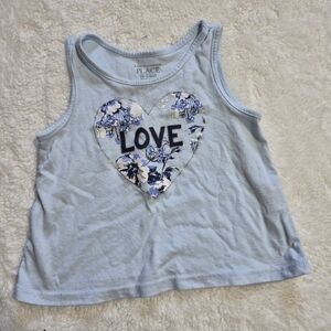 The Children's Place 12-18 Month Light Blue Floral Heart Tank Top
